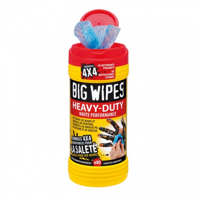Pot de 100 lingettes BIG WIPES Heavy Duty rouge pour nettoyage marine et chantier naval